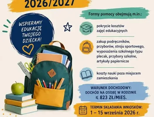 Stypendium szkolne 2026/2027 w gminie Domaniów – kto może skorzystać?