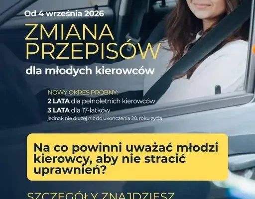 Nowe przepisy drogowe od września 2026: okres próbny, zero tolerancji dla alkoholu i surowsze kary dla młodych kierowców