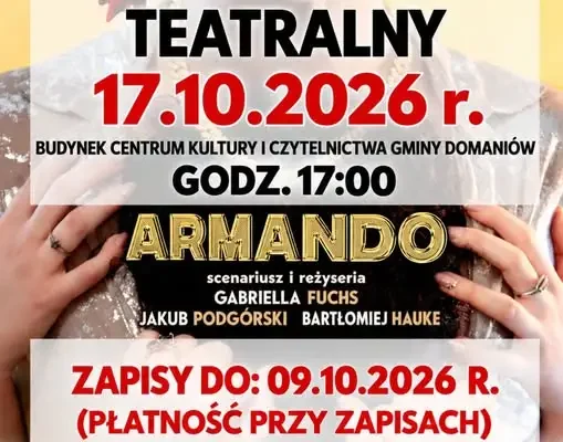 Spektakl „Armando” w Domaniowie – zaproszenie na jesienny wieczór teatralny