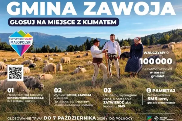 Gmina Zawoja walczy o 100 tys. zł w konkursie Turystyczne Skarby Małopolski