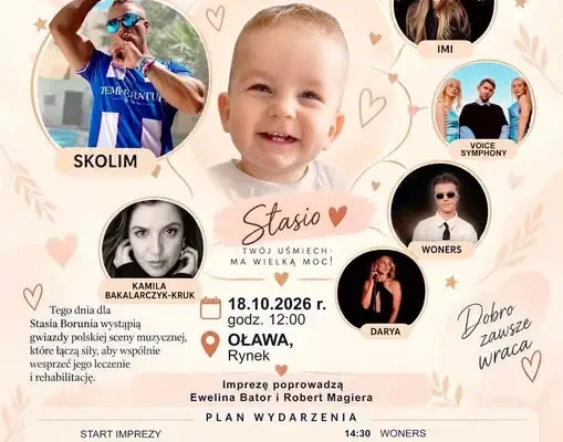Oława łączy siły dla Stasia Borunia – koncert charytatywny 18 października