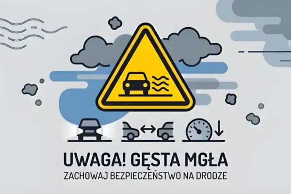 Gęsta mgła nad powiatem oławskim – IMGW ostrzega przed ograniczoną widzialnością