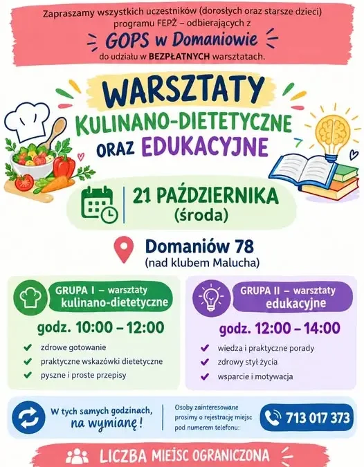 Bezpłatne warsztaty kulinarne i edukacyjne dla uczestników FEPŻ w Domaniowie