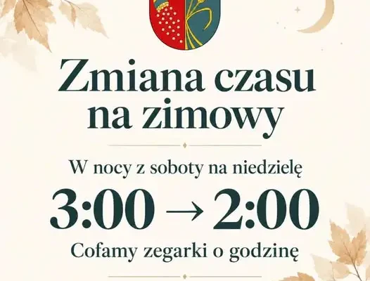 Zmiana czasu na zimowy — mieszkańcy gminy Domaniów mogą spać o godzinę dłużej