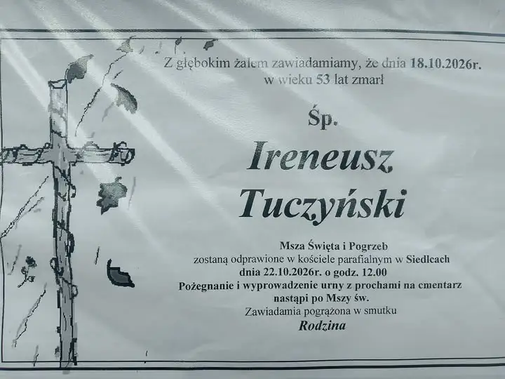 Zmarł Ireneusz Tuczyński z Siedlec. Rodzina prosi o przekazanie informacji