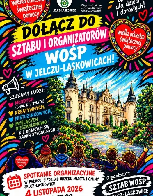 Sztab WOŚP w Jelczu-Laskowicach szuka wolontariuszy – spotkanie organizacyjne 4 listopada