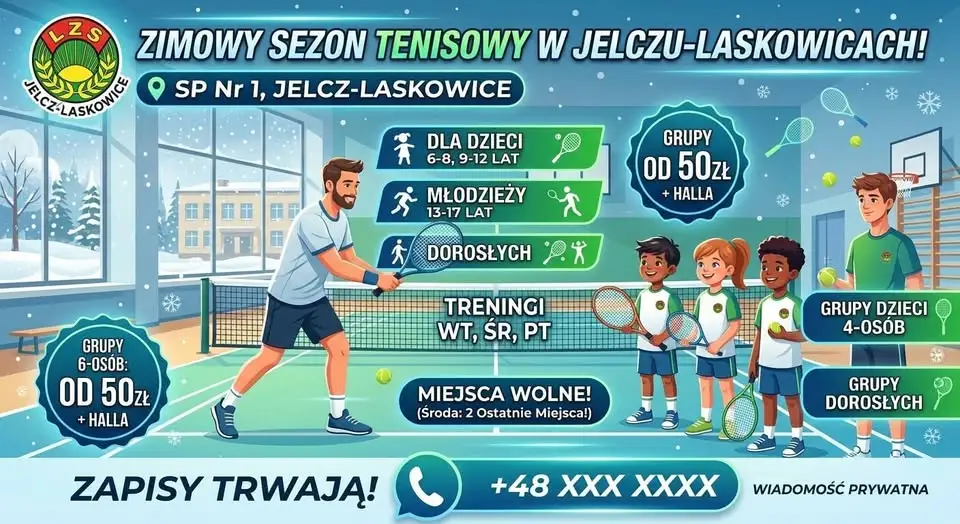 Zimowe treningi tenisowe w Jelczu-Laskowicach – zapisy otwarte